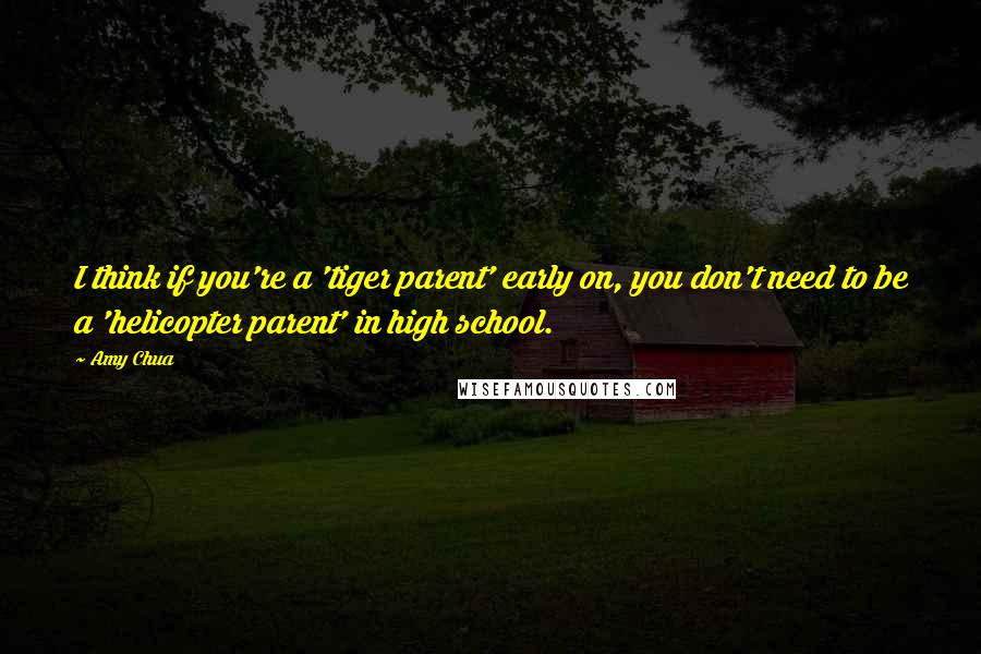 Amy Chua Quotes: I think if you're a 'tiger parent' early on, you don't need to be a 'helicopter parent' in high school.
