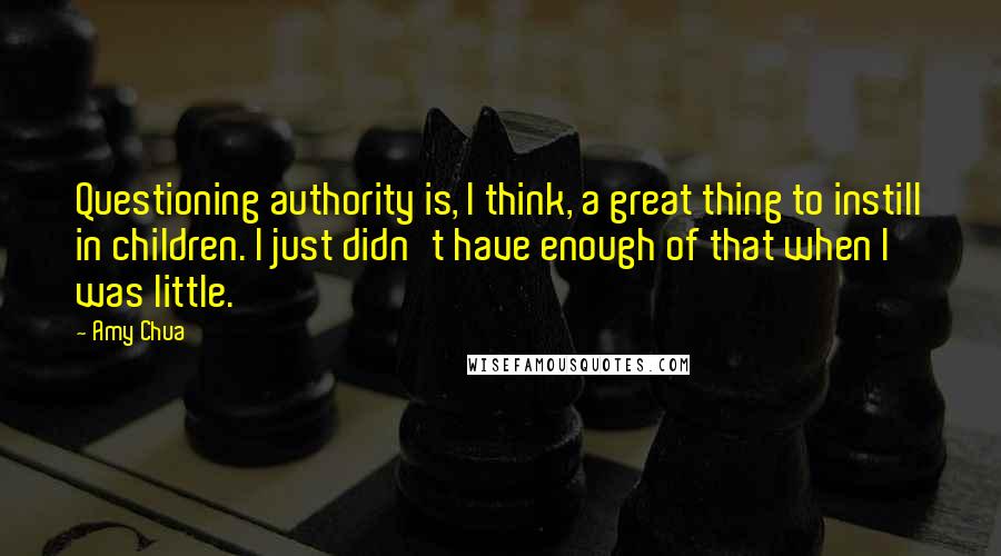 Amy Chua Quotes: Questioning authority is, I think, a great thing to instill in children. I just didn't have enough of that when I was little.