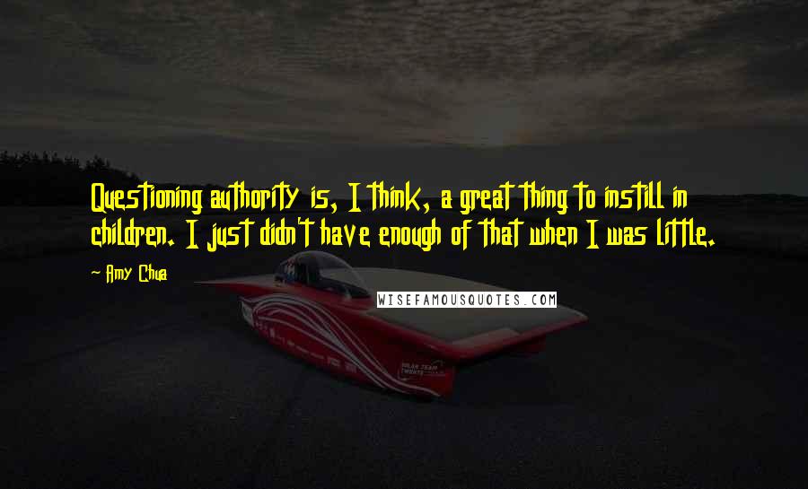 Amy Chua Quotes: Questioning authority is, I think, a great thing to instill in children. I just didn't have enough of that when I was little.