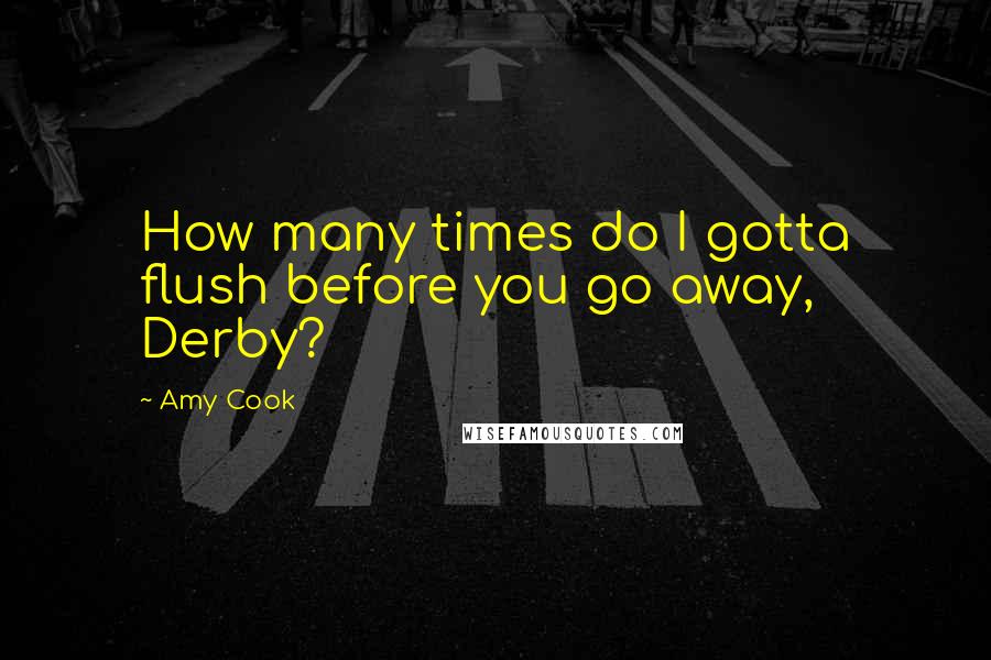 Amy Cook Quotes: How many times do I gotta flush before you go away, Derby?