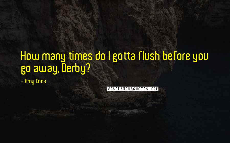 Amy Cook Quotes: How many times do I gotta flush before you go away, Derby?