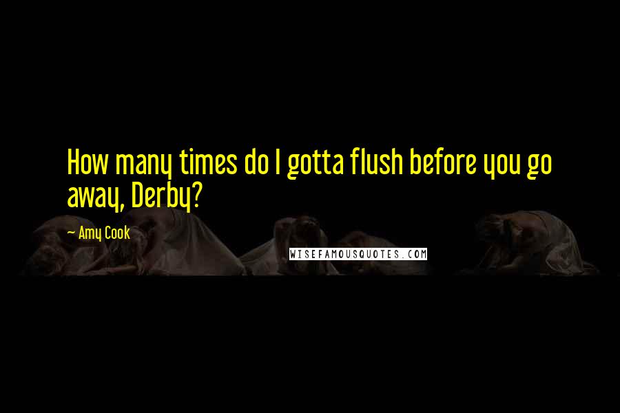 Amy Cook Quotes: How many times do I gotta flush before you go away, Derby?