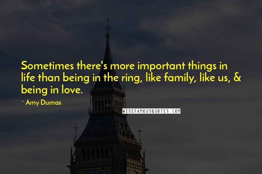 Amy Dumas Quotes: Sometimes there's more important things in life than being in the ring, like family, like us, & being in love.
