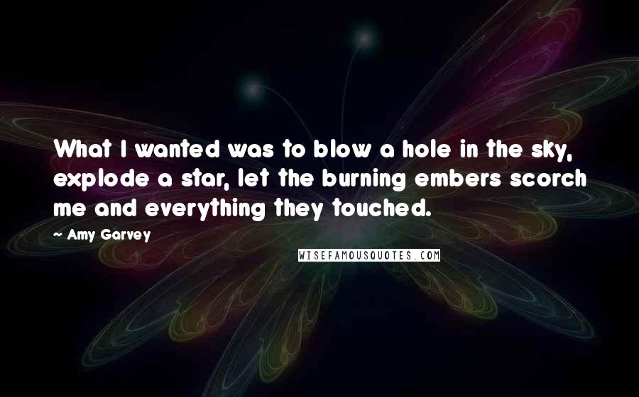 Amy Garvey Quotes: What I wanted was to blow a hole in the sky, explode a star, let the burning embers scorch me and everything they touched.