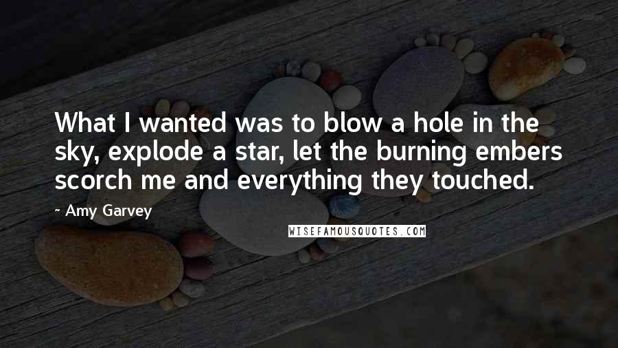 Amy Garvey Quotes: What I wanted was to blow a hole in the sky, explode a star, let the burning embers scorch me and everything they touched.