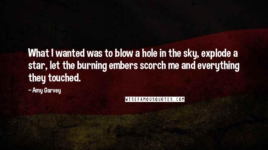 Amy Garvey Quotes: What I wanted was to blow a hole in the sky, explode a star, let the burning embers scorch me and everything they touched.