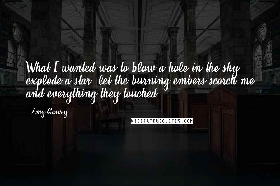 Amy Garvey Quotes: What I wanted was to blow a hole in the sky, explode a star, let the burning embers scorch me and everything they touched.