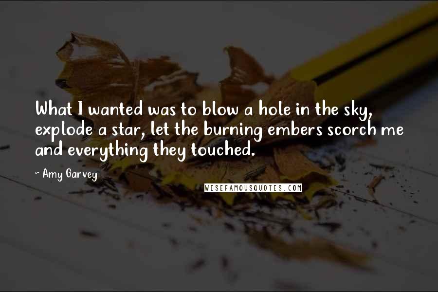 Amy Garvey Quotes: What I wanted was to blow a hole in the sky, explode a star, let the burning embers scorch me and everything they touched.