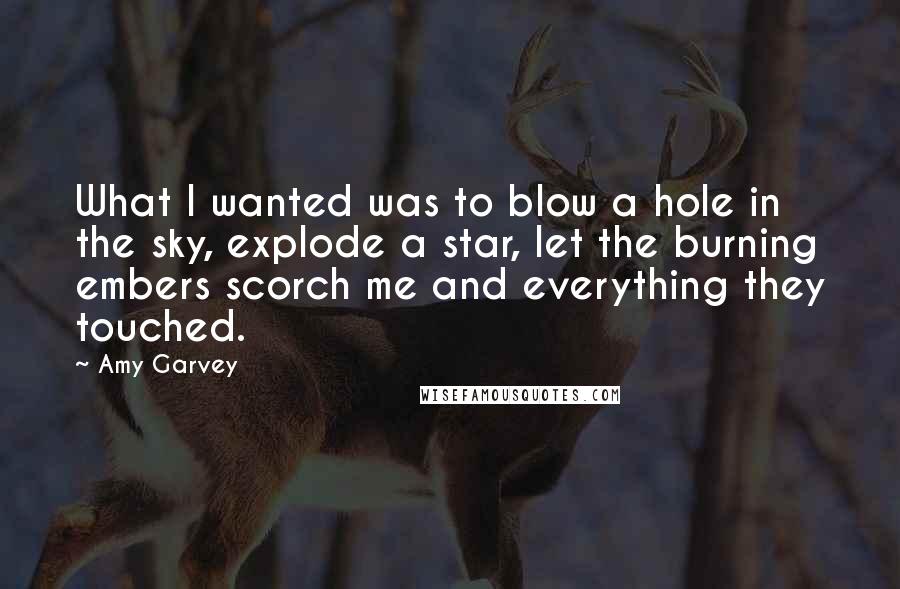 Amy Garvey Quotes: What I wanted was to blow a hole in the sky, explode a star, let the burning embers scorch me and everything they touched.