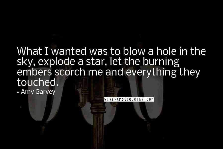 Amy Garvey Quotes: What I wanted was to blow a hole in the sky, explode a star, let the burning embers scorch me and everything they touched.