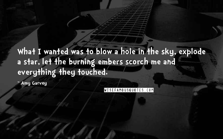 Amy Garvey Quotes: What I wanted was to blow a hole in the sky, explode a star, let the burning embers scorch me and everything they touched.