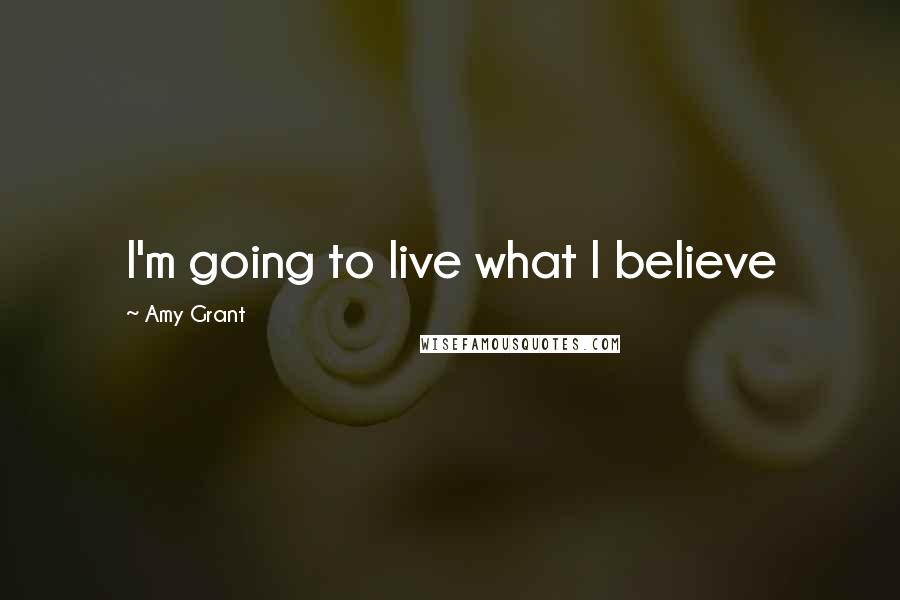 Amy Grant Quotes: I'm going to live what I believe