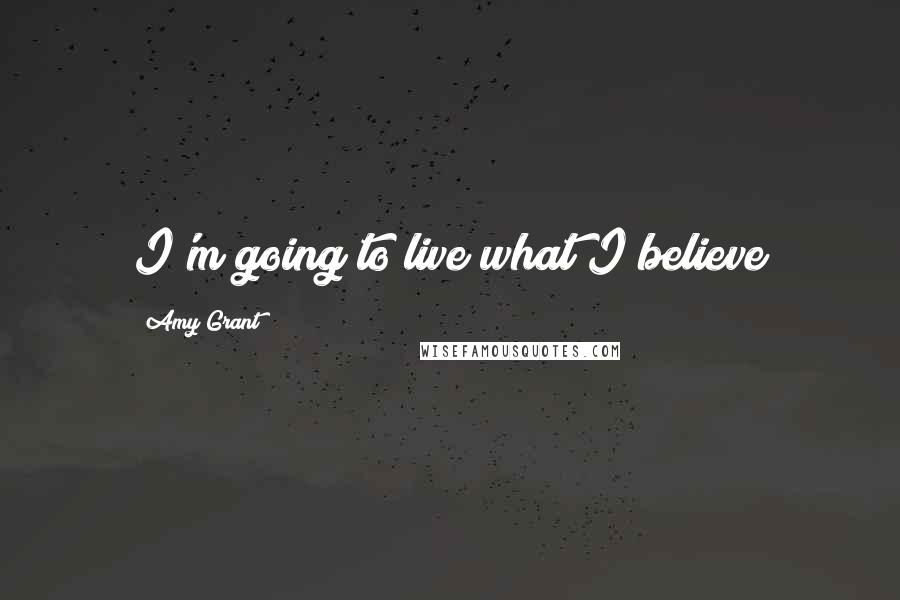 Amy Grant Quotes: I'm going to live what I believe