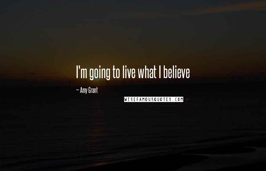 Amy Grant Quotes: I'm going to live what I believe