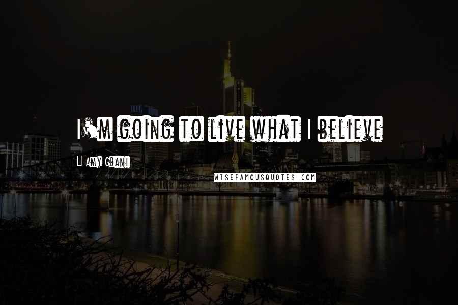 Amy Grant Quotes: I'm going to live what I believe
