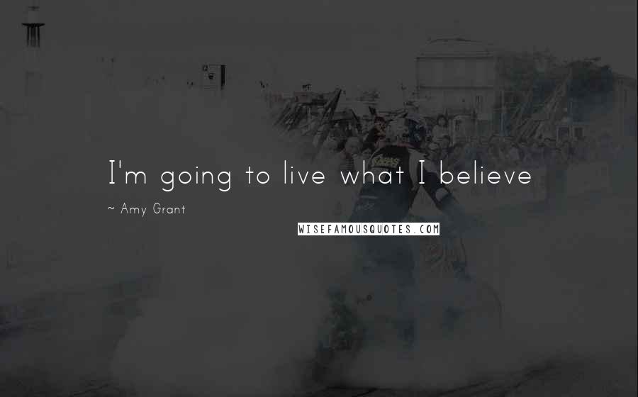 Amy Grant Quotes: I'm going to live what I believe