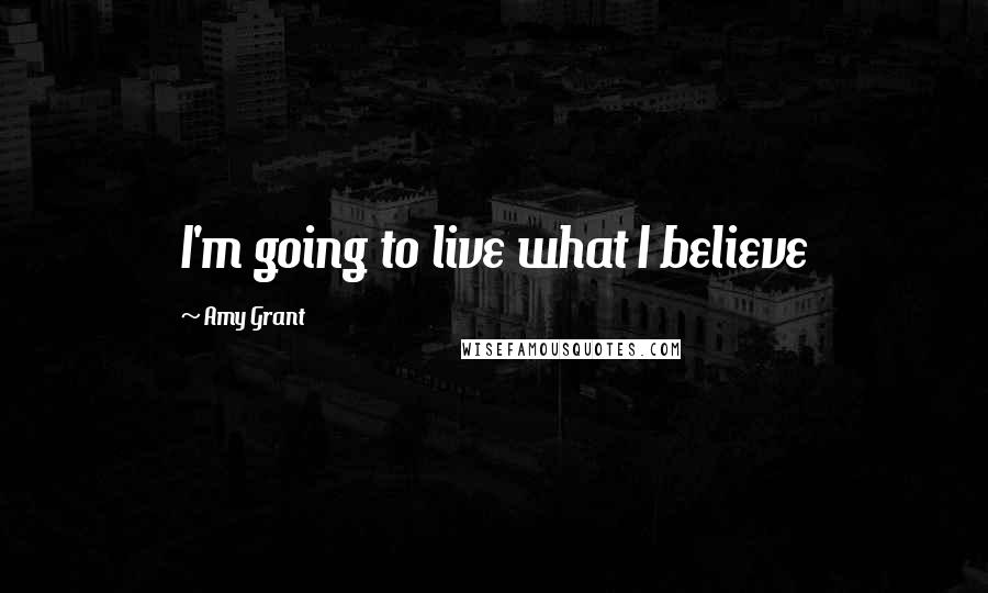 Amy Grant Quotes: I'm going to live what I believe