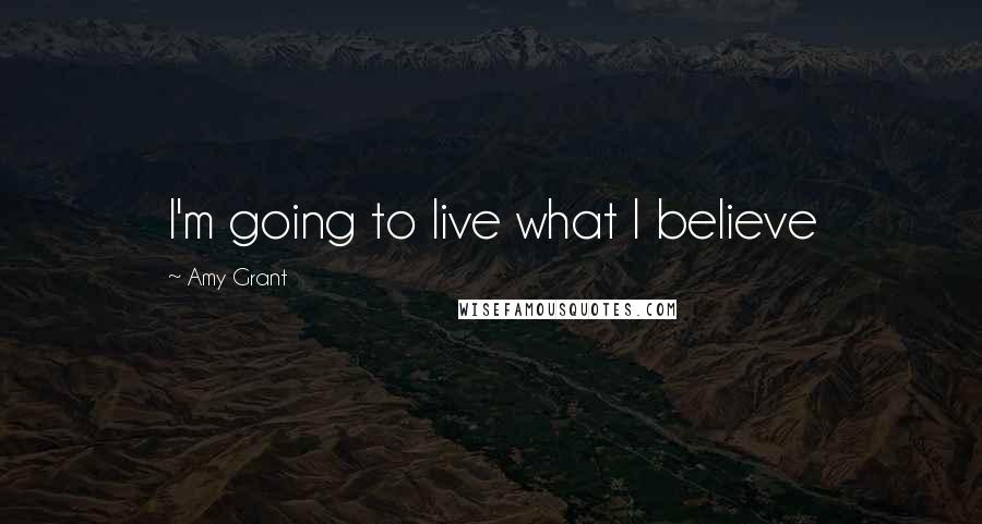 Amy Grant Quotes: I'm going to live what I believe