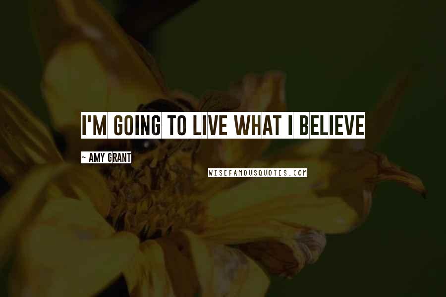 Amy Grant Quotes: I'm going to live what I believe