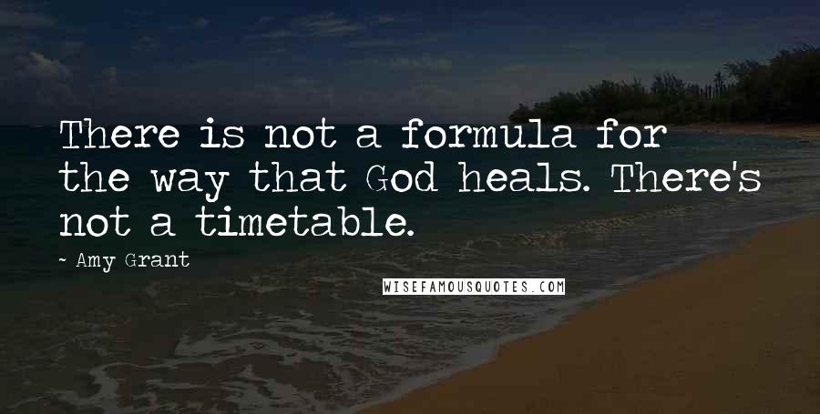Amy Grant Quotes: There is not a formula for the way that God heals. There's not a timetable.