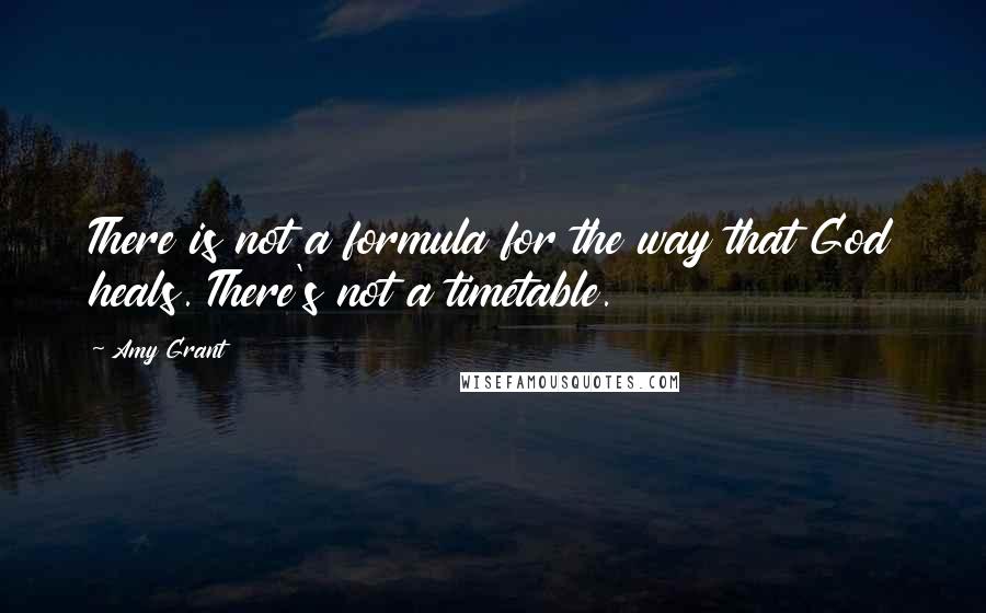 Amy Grant Quotes: There is not a formula for the way that God heals. There's not a timetable.