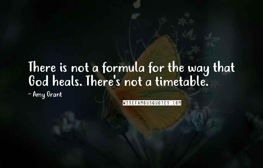 Amy Grant Quotes: There is not a formula for the way that God heals. There's not a timetable.