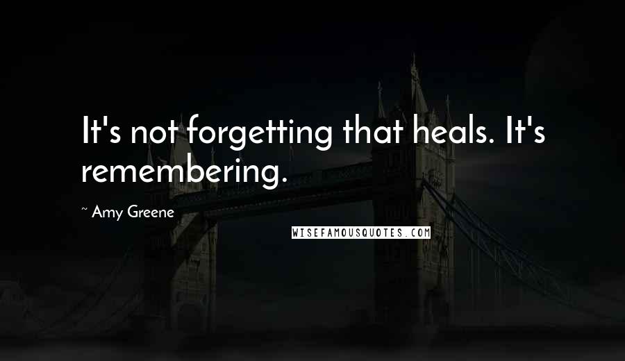 Amy Greene Quotes: It's not forgetting that heals. It's remembering.