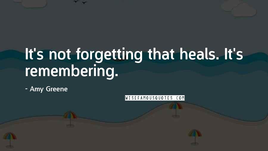 Amy Greene Quotes: It's not forgetting that heals. It's remembering.