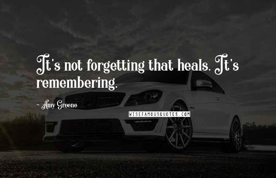 Amy Greene Quotes: It's not forgetting that heals. It's remembering.