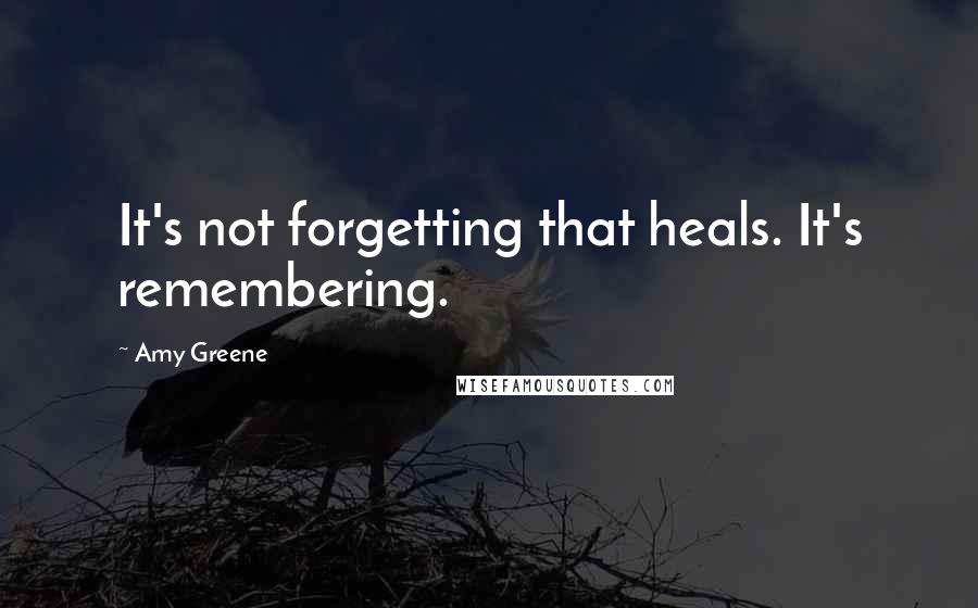 Amy Greene Quotes: It's not forgetting that heals. It's remembering.