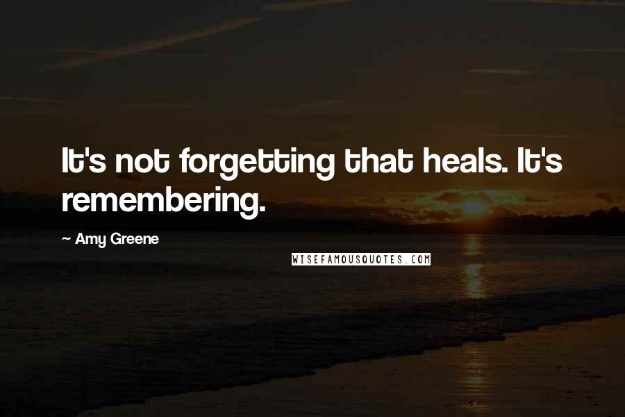 Amy Greene Quotes: It's not forgetting that heals. It's remembering.