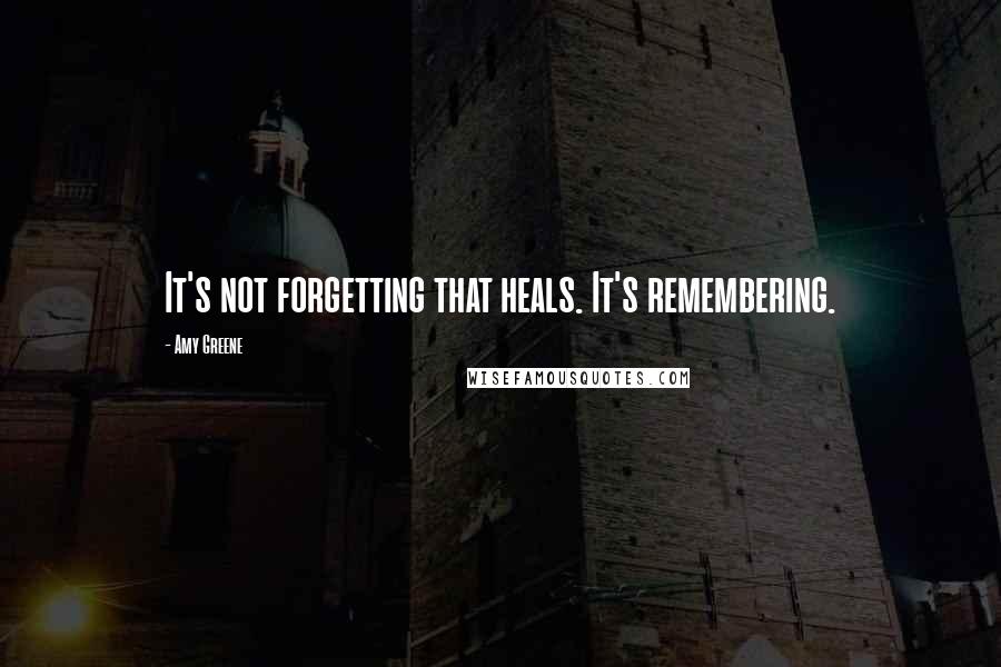 Amy Greene Quotes: It's not forgetting that heals. It's remembering.