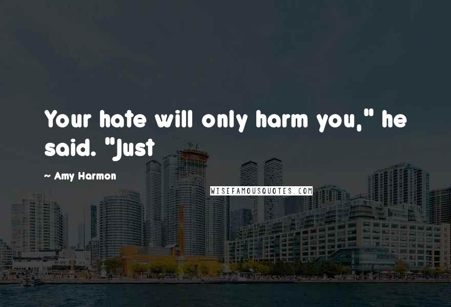 Amy Harmon Quotes: Your hate will only harm you," he said. "Just