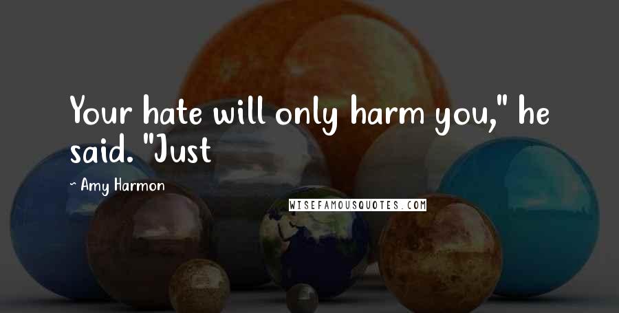 Amy Harmon Quotes: Your hate will only harm you," he said. "Just