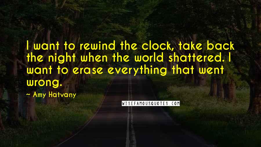 Amy Hatvany Quotes: I want to rewind the clock, take back the night when the world shattered. I want to erase everything that went wrong.