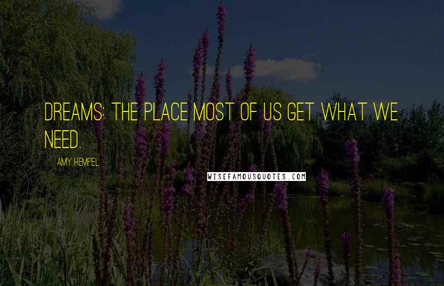 Amy Hempel Quotes: Dreams: the place most of us get what we need.