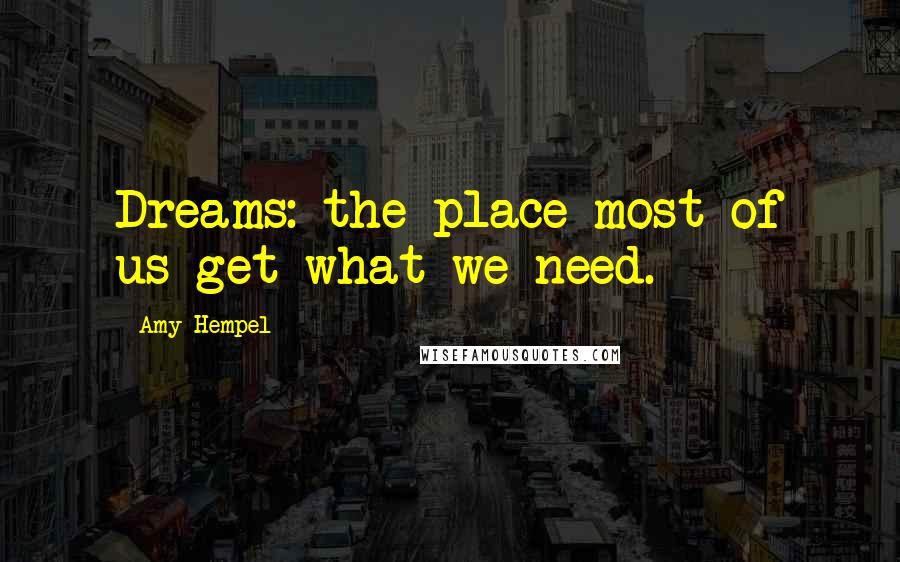 Amy Hempel Quotes: Dreams: the place most of us get what we need.