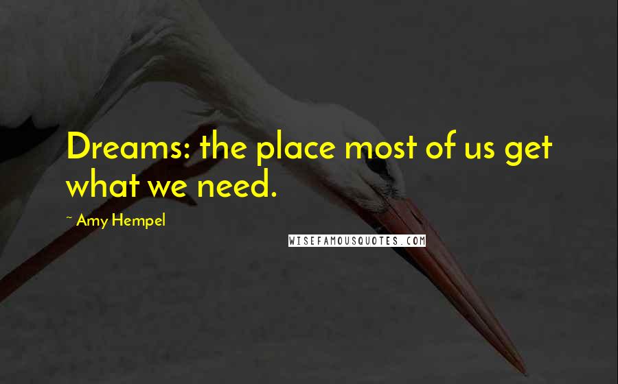 Amy Hempel Quotes: Dreams: the place most of us get what we need.