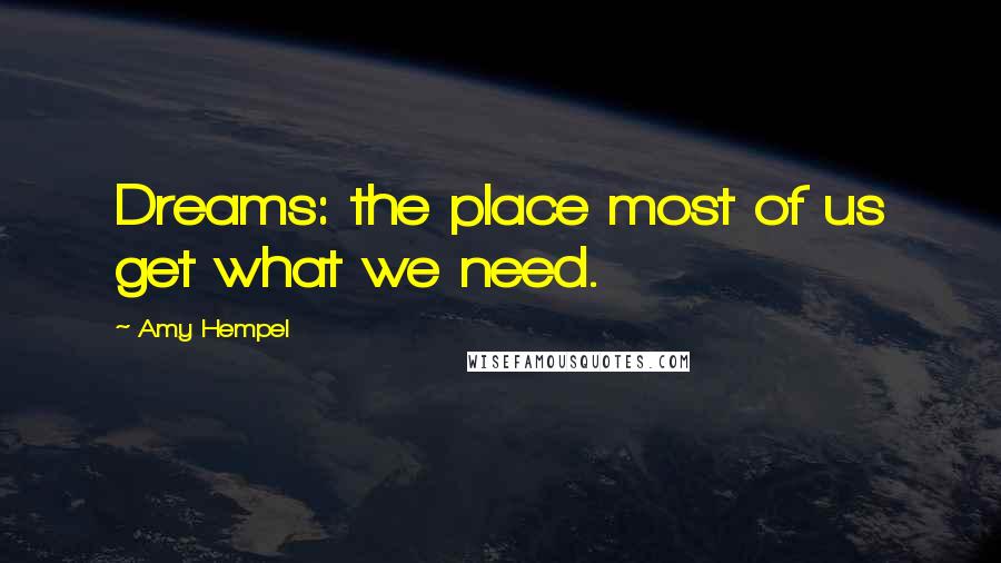 Amy Hempel Quotes: Dreams: the place most of us get what we need.