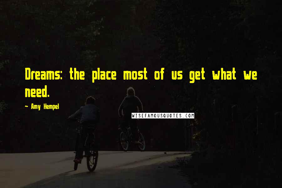 Amy Hempel Quotes: Dreams: the place most of us get what we need.