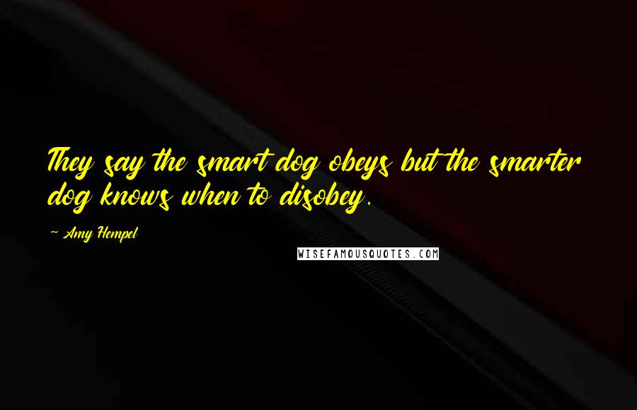 Amy Hempel Quotes: They say the smart dog obeys but the smarter dog knows when to disobey.