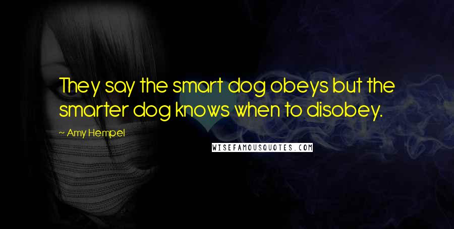Amy Hempel Quotes: They say the smart dog obeys but the smarter dog knows when to disobey.