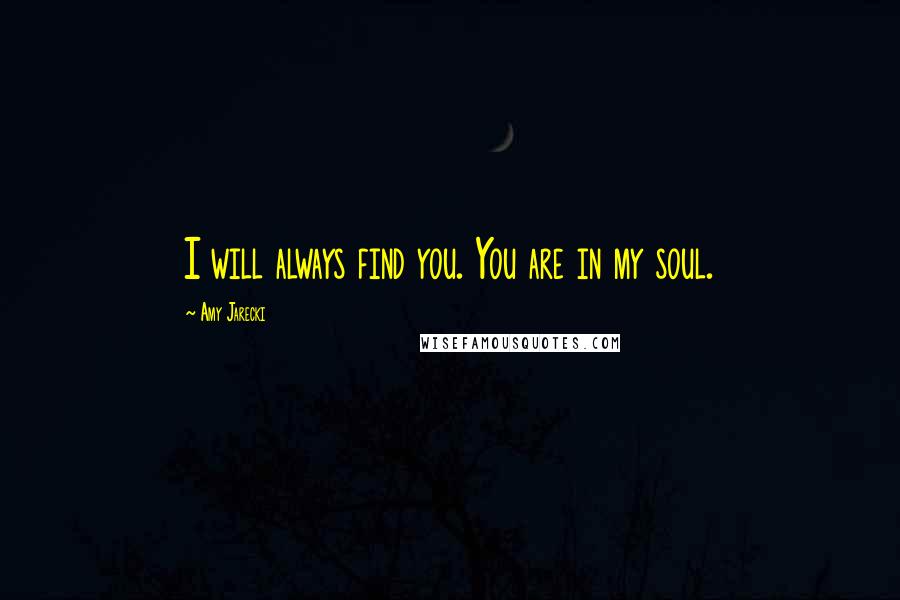 Amy Jarecki Quotes: I will always find you. You are in my soul.