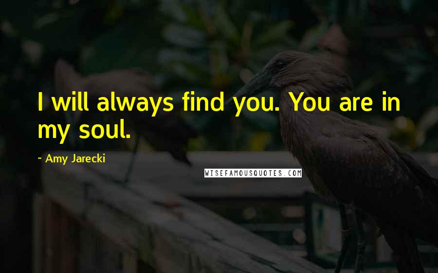 Amy Jarecki Quotes: I will always find you. You are in my soul.