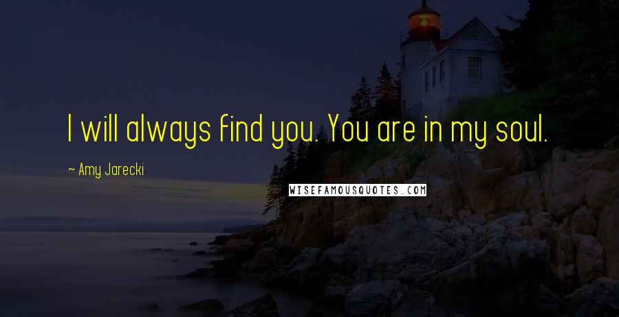 Amy Jarecki Quotes: I will always find you. You are in my soul.