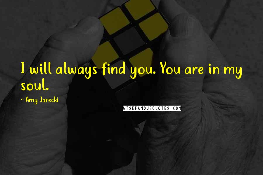 Amy Jarecki Quotes: I will always find you. You are in my soul.