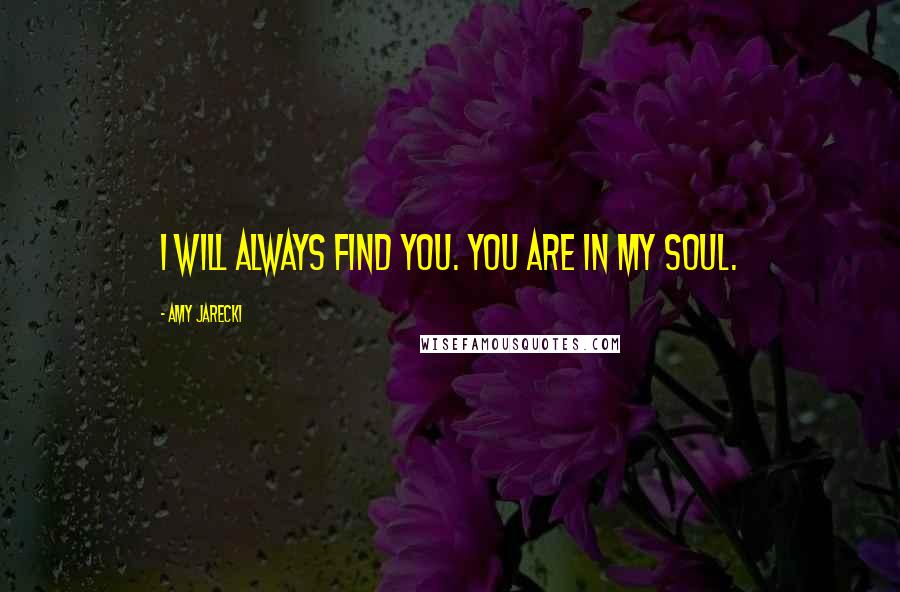 Amy Jarecki Quotes: I will always find you. You are in my soul.