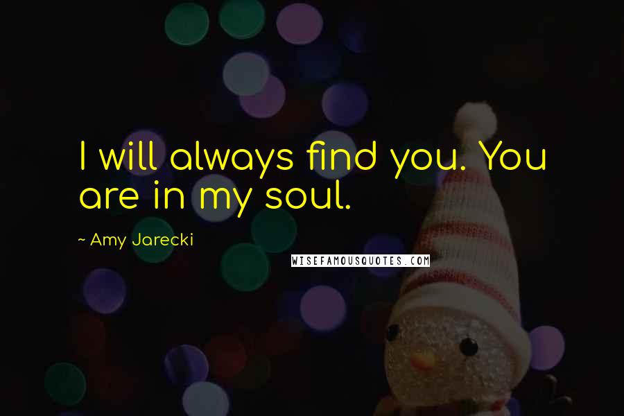 Amy Jarecki Quotes: I will always find you. You are in my soul.