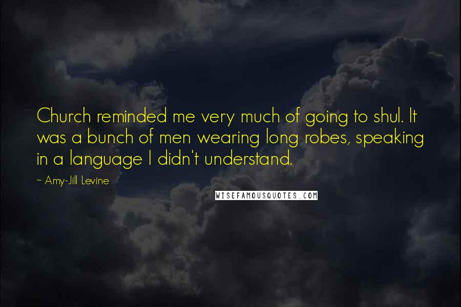 Amy-Jill Levine Quotes: Church reminded me very much of going to shul. It was a bunch of men wearing long robes, speaking in a language I didn't understand.
