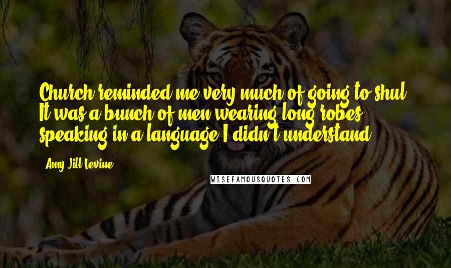 Amy-Jill Levine Quotes: Church reminded me very much of going to shul. It was a bunch of men wearing long robes, speaking in a language I didn't understand.